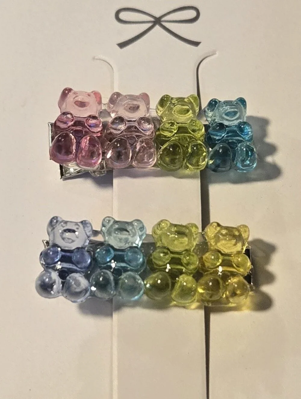 Handcrafted Rainbow Gummy Bear Hair Clips Set of 2